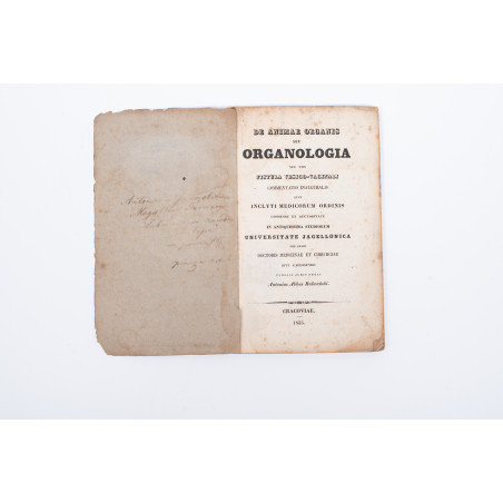 BAŁWAŃSKI A., De animae organis seu organologia, Cracoviae  1835