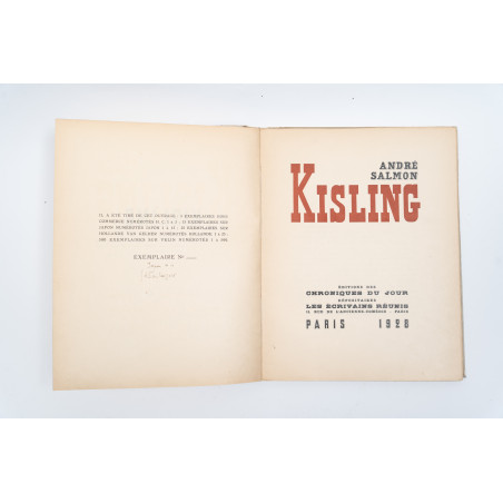 SALMON André, Kisling. Editions des chroniques du jour, Paris 1928