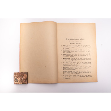 KATALOG czasowej wystawy koni od 4. do 12. września 1894, Lwów 1894