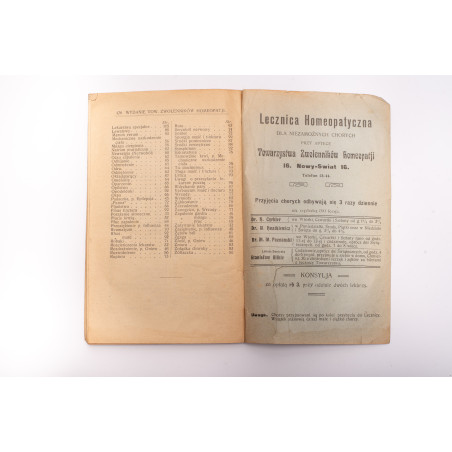 Co to jest homeopatja? oraz poradnik "Pierwsza pomoc", Warszawa  1903