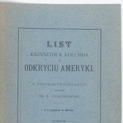 LIST KRZYSZTOFA KOLUMBA o odkryciu Ameryki, Poznań 1892