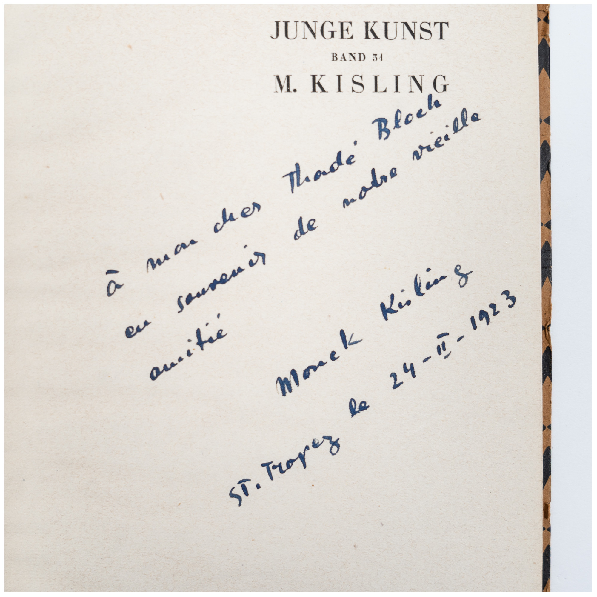 EINSTEIN C., M. Kisling. Mit einer farbigen Tafel und 31 Abbildungen, Leipzig 1922
