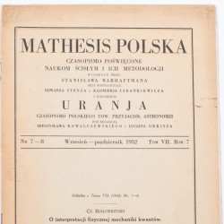 BIAŁOBRZESKI Cz., O interpretacji fizycznej mechaniki kwantów, 1932