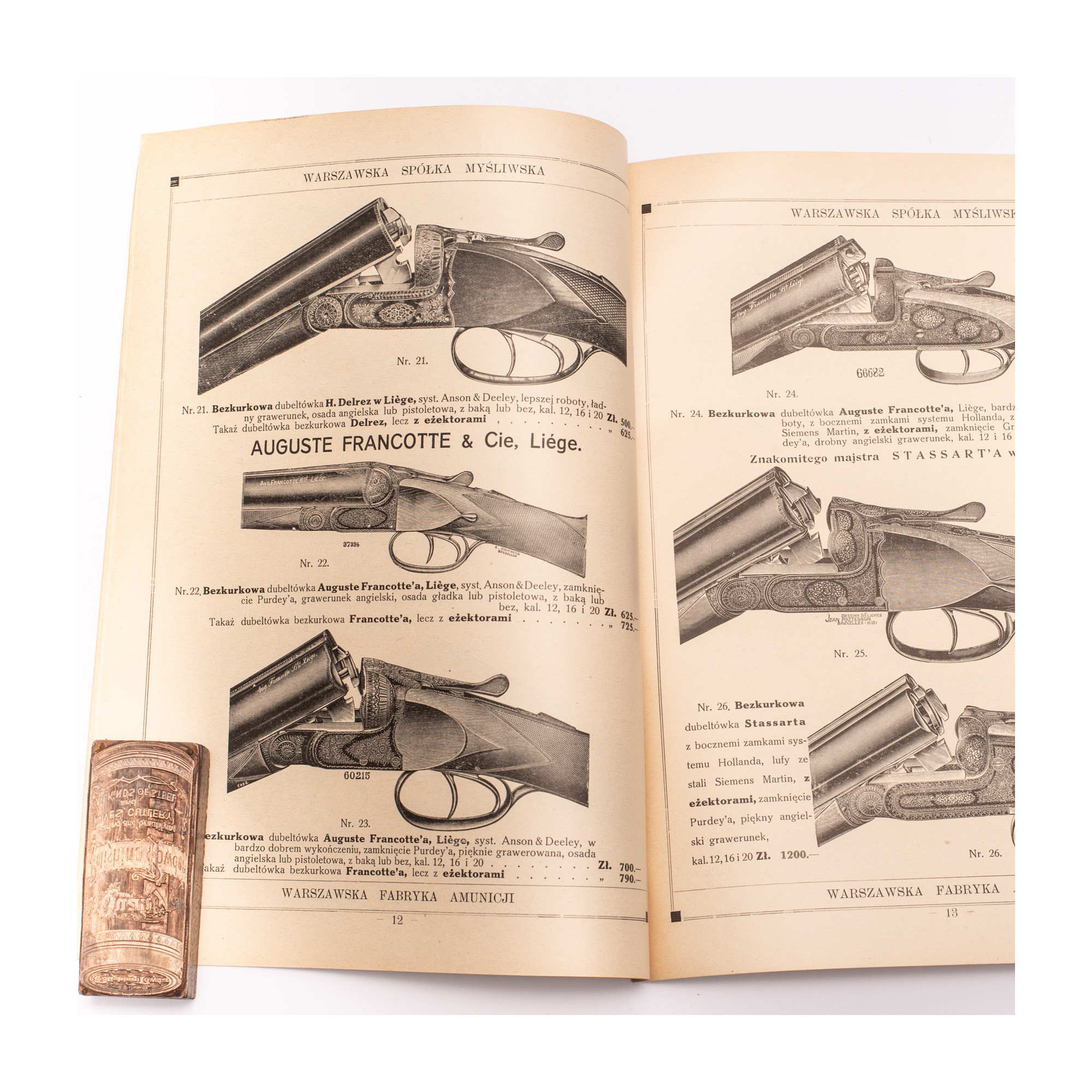 CENNIK. Warszawska Spółka Myśliwska. Fabryka Amunicji i Śrutu, [Warszawa] 1934