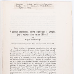 SMOLUCHOWSKI M., O pewnym zagadnieniu z teoryi sprężystości i o związku jego z wytworzeniem się gór, 1909