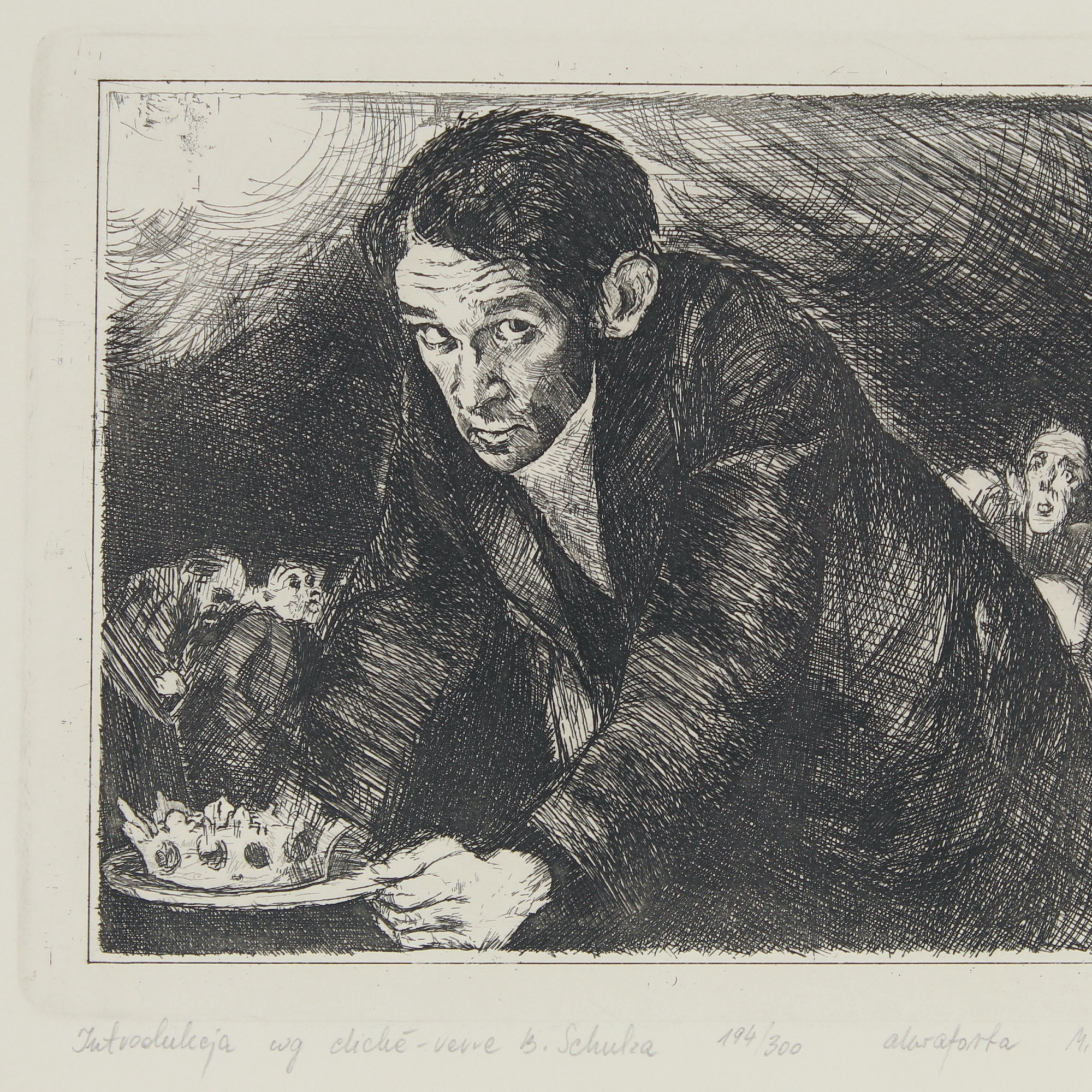 [SCHULZ B.], [akwaforty M. Leszczewskiej–Włodarskiej wg oryginalnych cliche-verre z "Xięgi Bałwochwalczej"], Katowice 1992