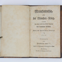 KRASICKI I., Monachomachia, oder der Mönchen-Krieg, Hamburg 1782
