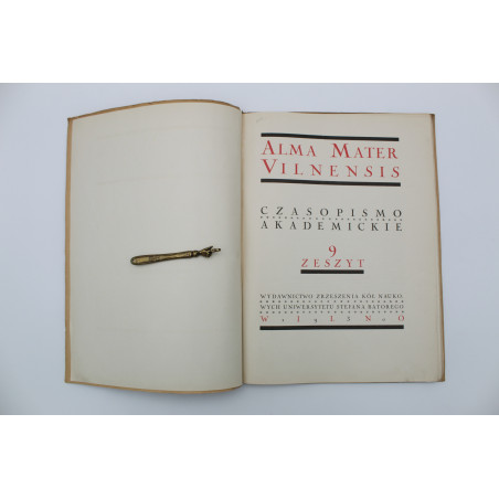 [MIŁOSZ Cz.], Alma Mater Vilnensis, Wilno 1930