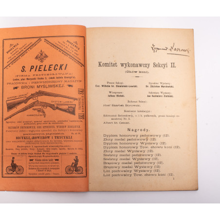 KATALOG czasowej wystawy koni od 4. do 12. września 1894, Lwów 1894