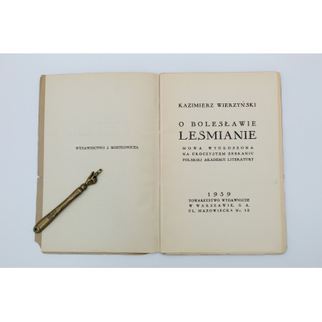 WIERZYŃSKI K. O Bolesławie Leśmianie, Warszawa 1939
