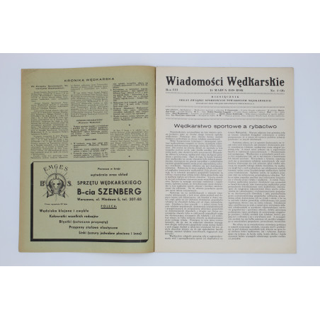WIADOMOŚCI WĘDKARSKIE, nr 1–6 1938