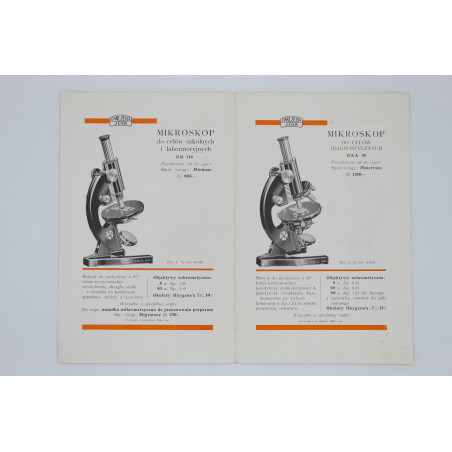 [KATALOG] ZEISS'A MIKROSKOPY. Jeneralna reprezentacja Dom Handlowy J. Segałowicz, [przed 19.03.1936] 