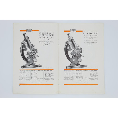 [KATALOG] ZEISS'A MIKROSKOPY. Jeneralna reprezentacja Dom Handlowy J. Segałowicz, [przed 19.03.1936] 
