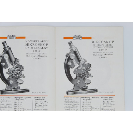 [KATALOG] ZEISS'A MIKROSKOPY. Jeneralna reprezentacja Dom Handlowy J. Segałowicz, [przed 19.03.1936] 