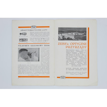 [KATALOG] ZEISS'A MIKROSKOPY. Jeneralna reprezentacja Dom Handlowy J. Segałowicz, [przed 19.03.1936] 