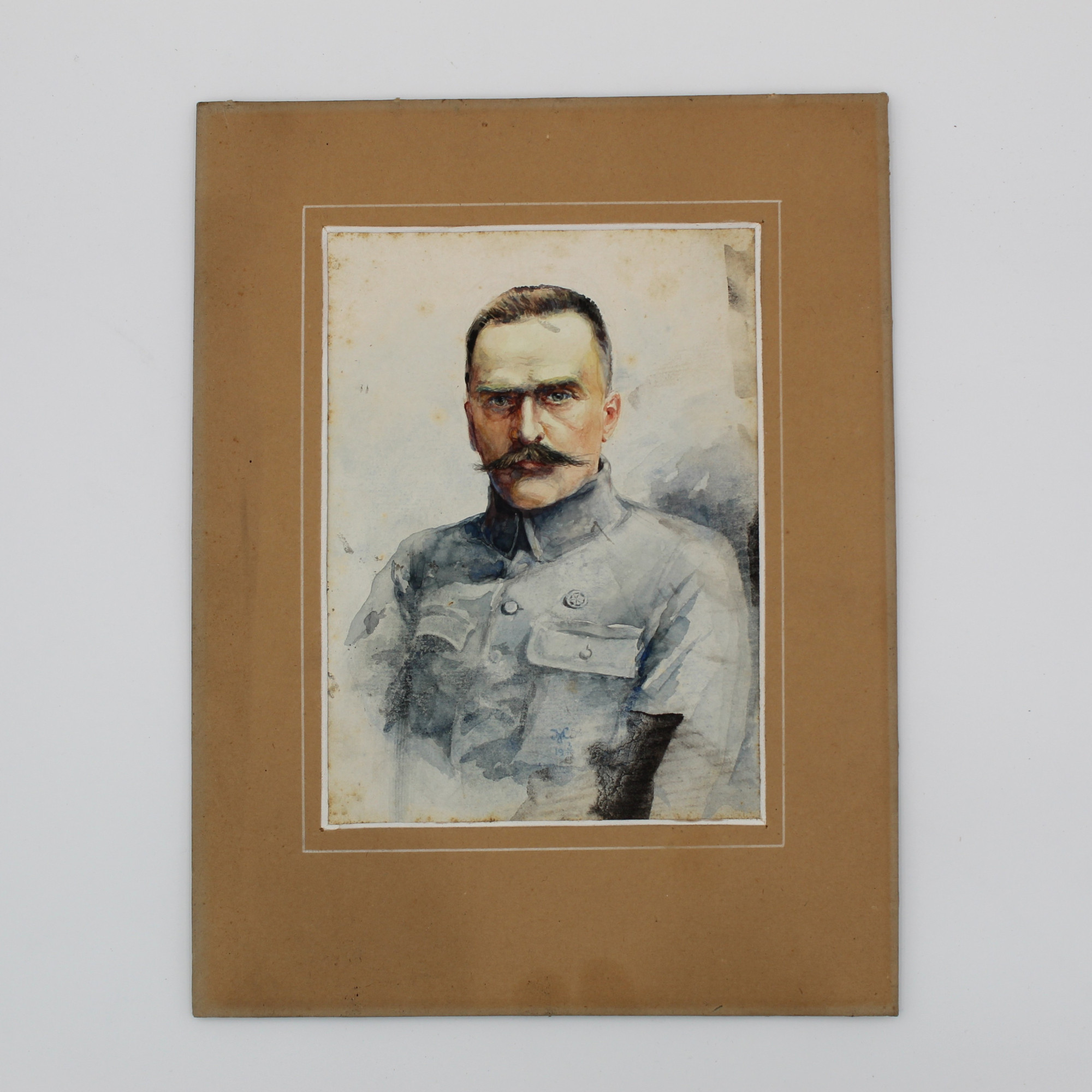 HOFMAN WLASTIMIL, Portret Józefa Piłsudskiego, gwasz na papierze 1916