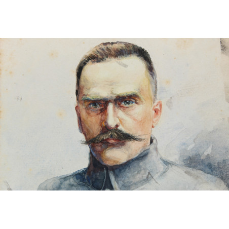 HOFMAN WLASTIMIL, Portret Józefa Piłsudskiego, gwasz na papierze 1916