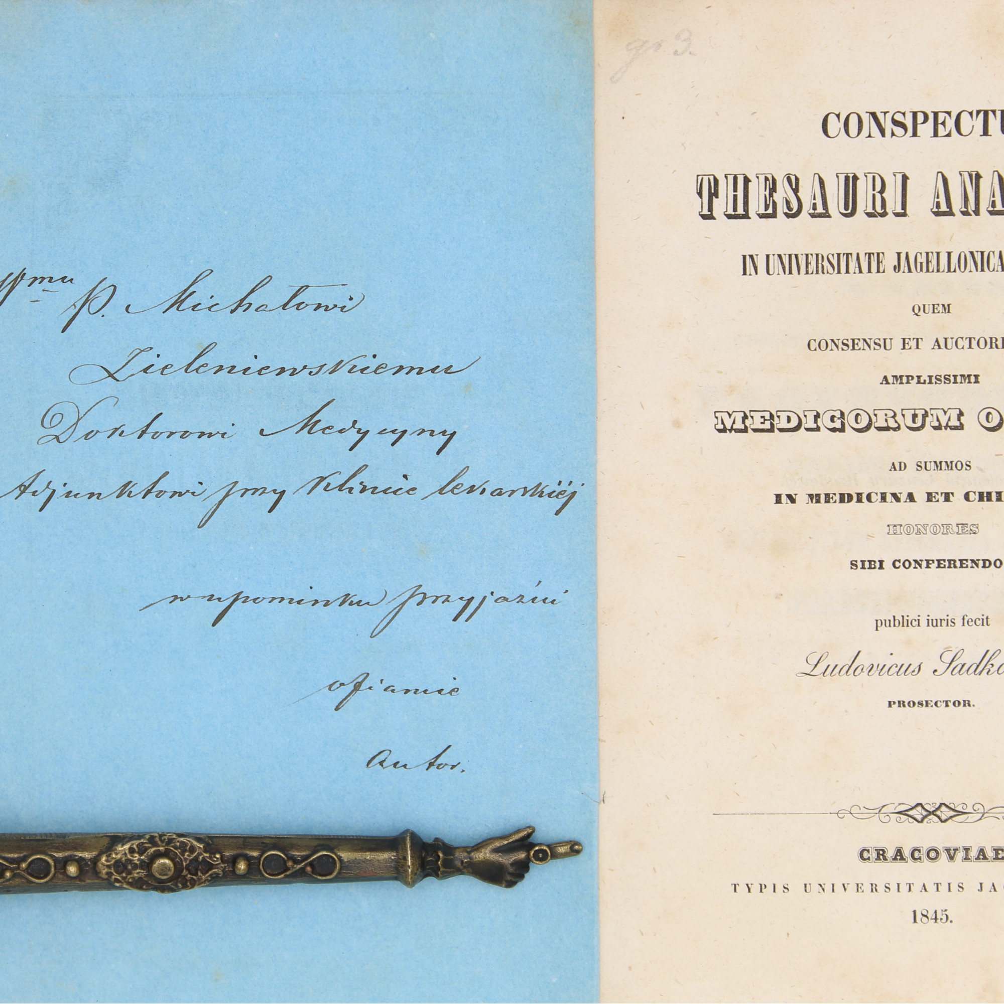 JADKOWSKI Ludovicus, Conspectus thesauri anatomici in Universitate Jagiellonica, Cracoviae 1845