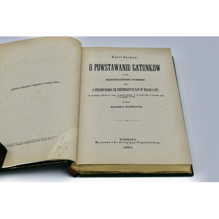 DARWIN Charles, O powstawaniu gatunków [On the Origin of Species], Warszawa 1884-1885