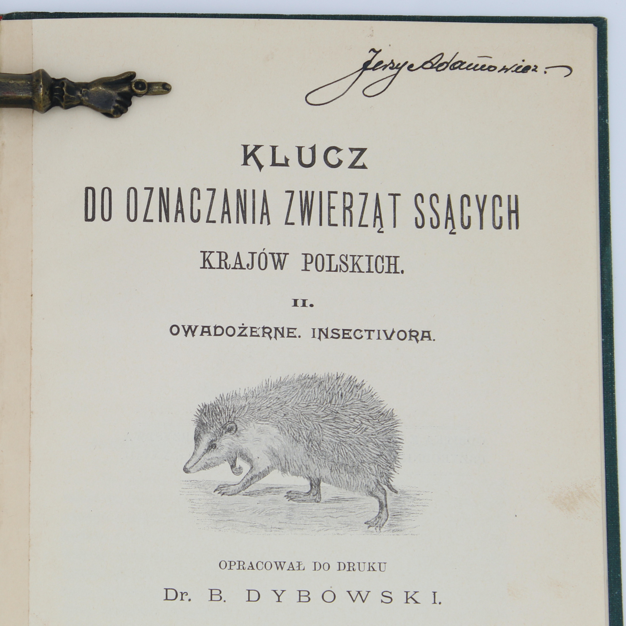 DYBOWSKI Benedykt, Klucz do oznaczania zwierząt ssących, Lwów 1903